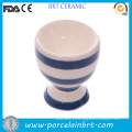 Taça de ovo pequena cerâmica branca e azul